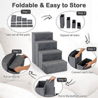 4-Step Dog Stairs Non-slip Foldable Dog Ramp With Adjustable Steps