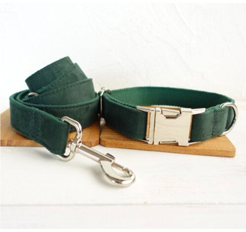 Bow collar dog leash set