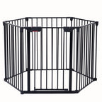 Adjustable Safety Gate 6 Panels Play Yard Metal Doorways Fireplace Fence Christmas Tree Fence Gate For House Stairs Gate Prohibited Area Fence
