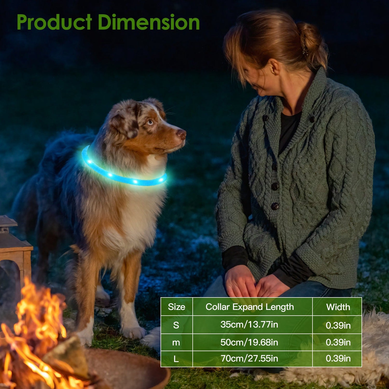 USB Rechargeable LED Dog Collar Multi Color Lighting Dog Safety Collar Cuttable Length Glow Dog Collar For Small Medium Large Dog Night Walking