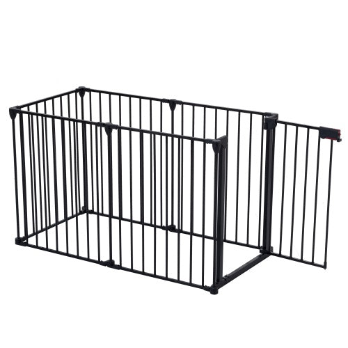 Adjustable Safety Gate 6 Panels Play Yard Metal Doorways Fireplace Fence Christmas Tree Fence Gate For House Stairs Gate Prohibited Area Fence