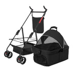 4-Wheels Pet Stroller Foldable Carrier Strolling Cart Travel Jogger Pet Stroller With Removable Liner Storage Basket For Dog Cat