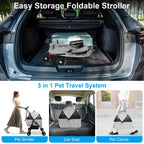 4-Wheels Pet Stroller Foldable Carrier Strolling Cart Travel Jogger Pet Stroller With Removable Liner Storage Basket For Dog Cat