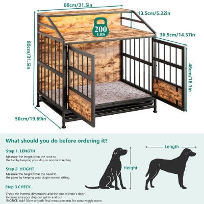 Multi-function Furniture Style Dog Crates With Storage, Dog Crate Furniture Large Wooden Dog Kennel With Double Doors, For Large Medium Dog Indoor, Brown