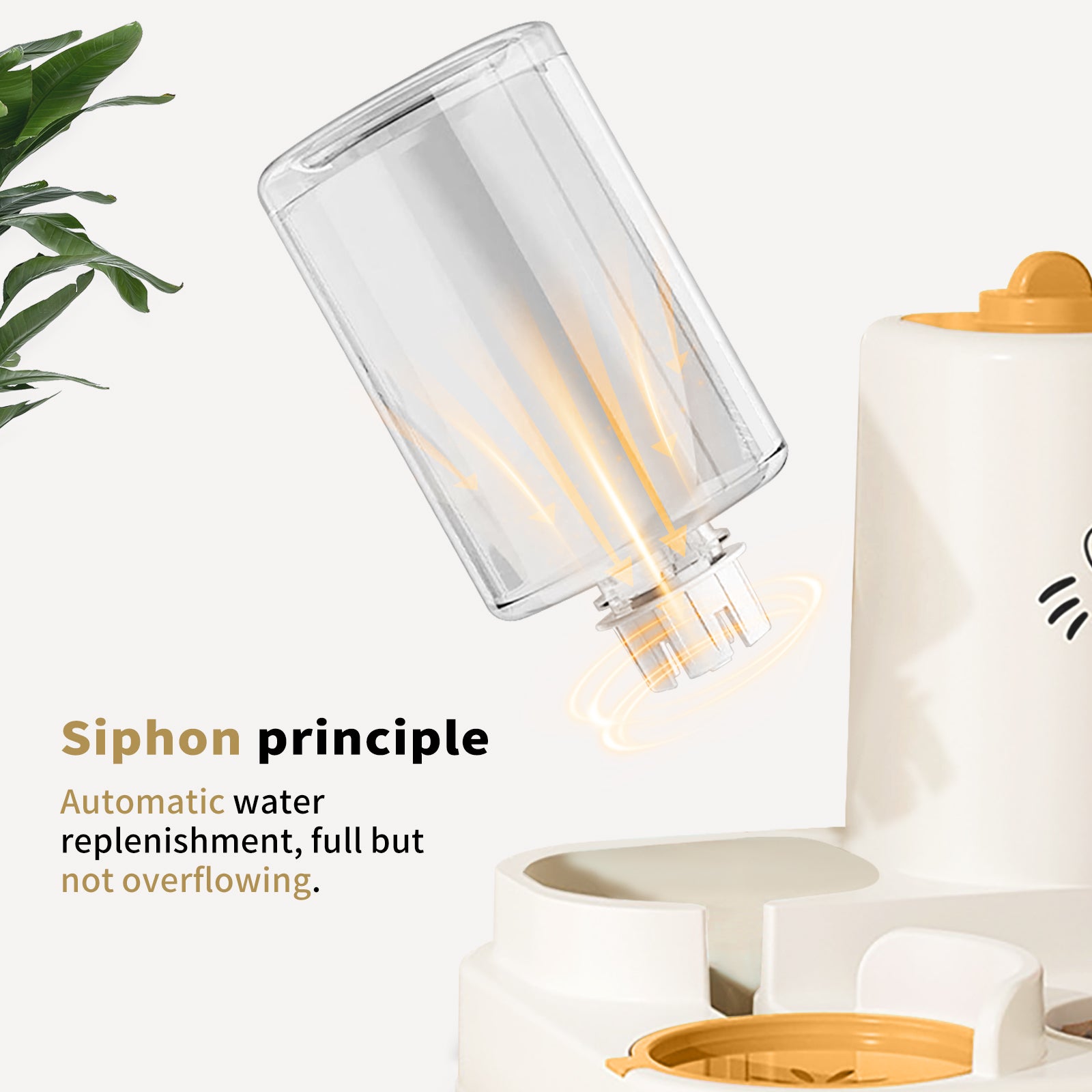 2-in-1 Automatic Cat Feeder And Water Dispenser - Dry Wet Separation, Cute Colored Face Feeder, Durable Plastic