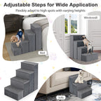 4-Step Dog Stairs Non-slip Foldable Dog Ramp With Adjustable Steps