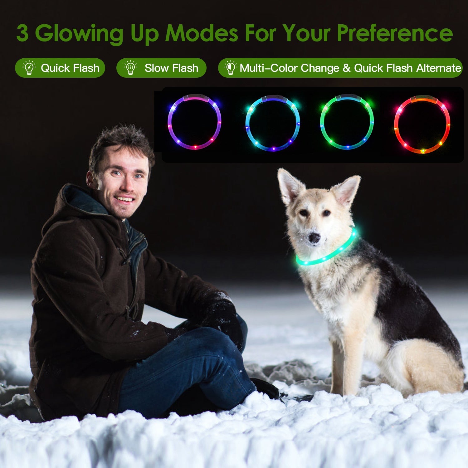 USB Rechargeable LED Dog Collar Multi Color Lighting Dog Safety Collar Cuttable Length Glow Dog Collar For Small Medium Large Dog Night Walking