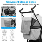 4-Wheels Pet Stroller Foldable Carrier Strolling Cart Travel Jogger Pet Stroller With Removable Liner Storage Basket For Dog Cat