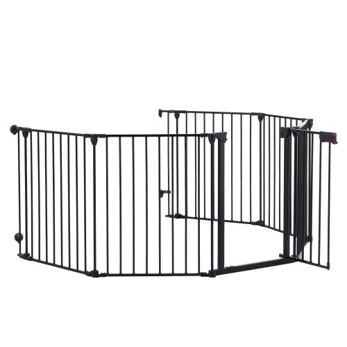 Adjustable Safety Gate 6 Panels Play Yard Metal Doorways Fireplace Fence Christmas Tree Fence Gate For House Stairs Gate Prohibited Area Fence