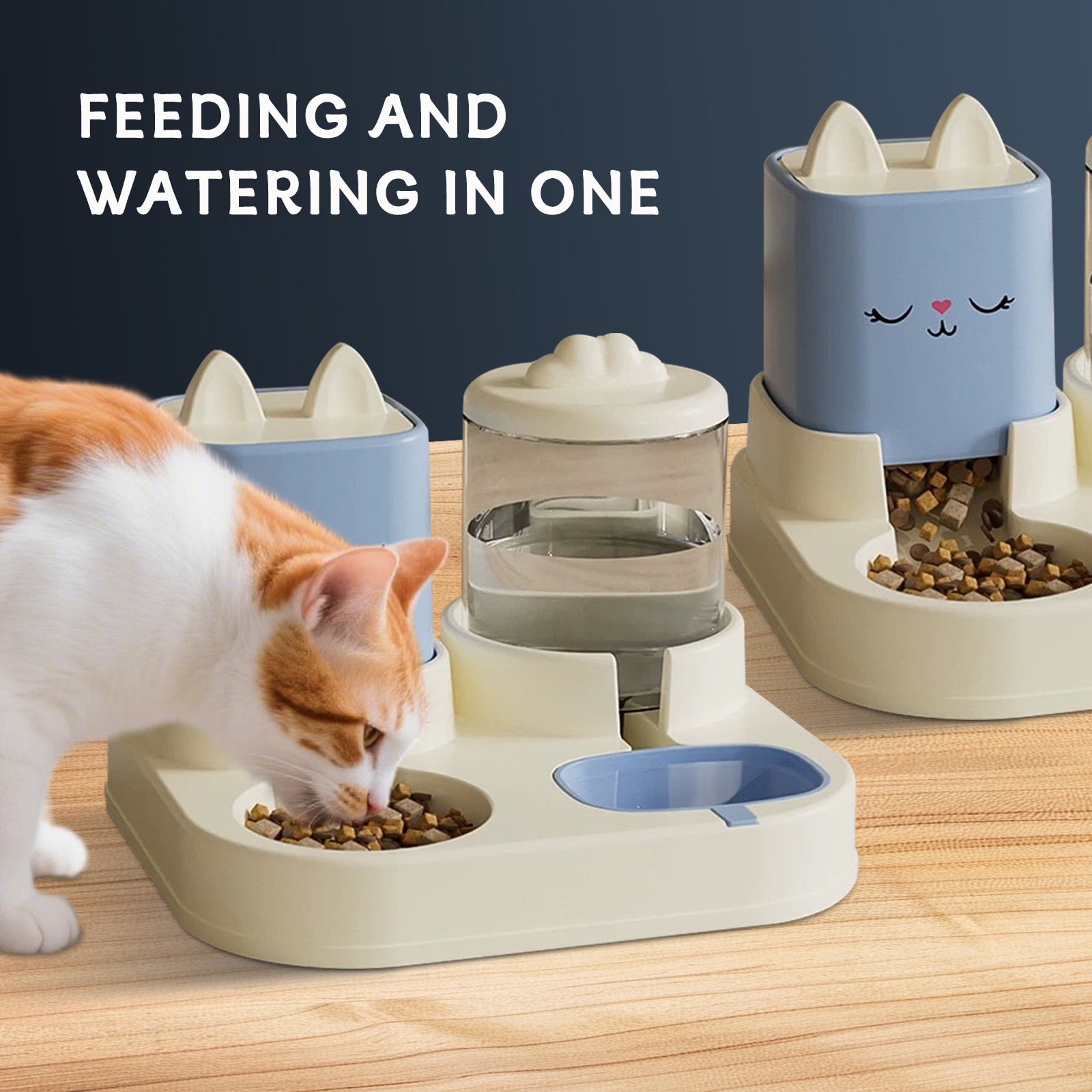 Super Cute Pet Feeding And Drinking Device, Cleverly Designed With Dry And Wet Separation, Automatic Water Addition