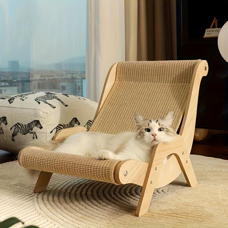 2-in-1 Cat Hammock And Scratching Post Durable Linen Rope Pet Rest Chair For All Seasons
