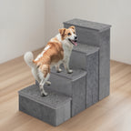 4-Step Dog Stairs Non-slip Foldable Dog Ramp With Adjustable Steps