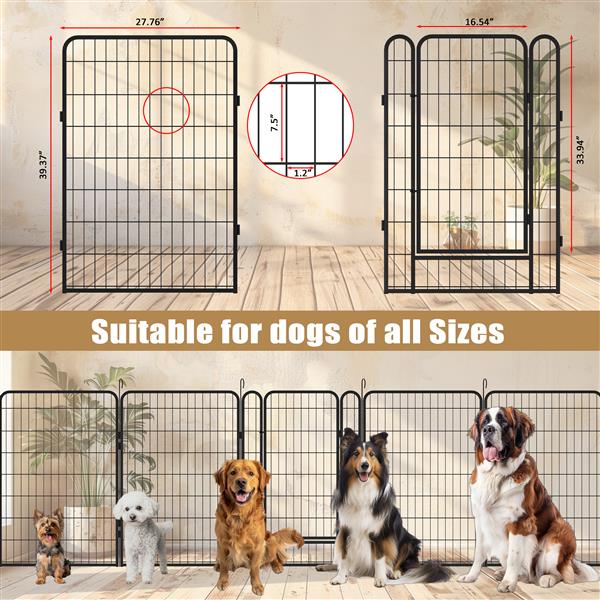 16 Pieces of Heavy-Duty Metal Pet Sports Fence
