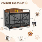 42.8 Heavy Duty Large Dog Crate Furniture For Large Medium Dog, Farmhouse Wooden Dog Kennel Indoor End Table, Decorative Pet House For Large Dogs
